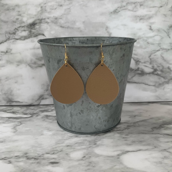 Light Brown Faux Leather Earrings - Picture 1 of 4